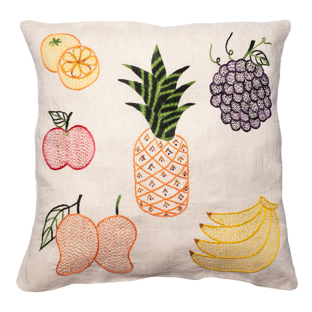 Fruits pillow on natural linen