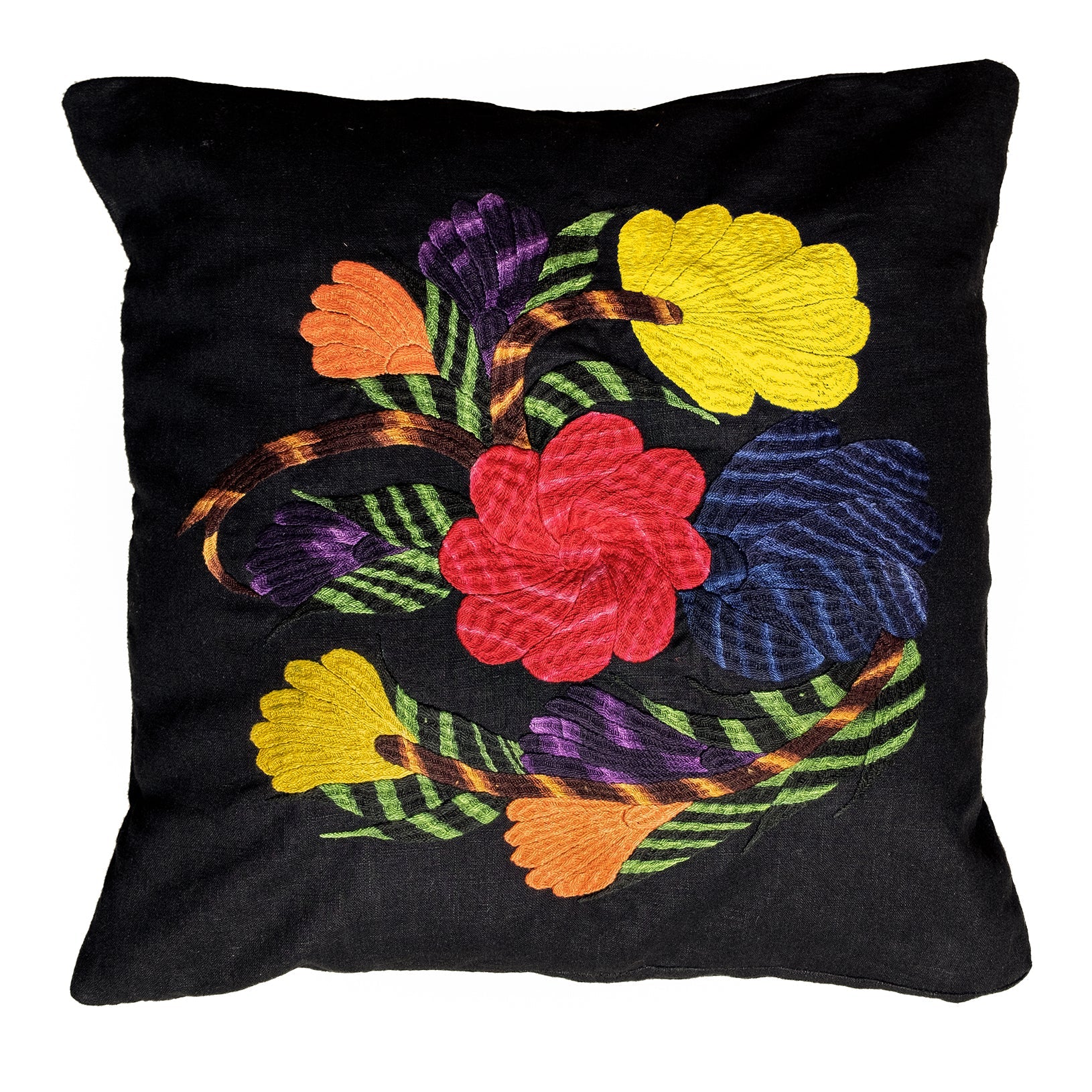 Sale! Flower pillow on black linen