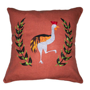 Sale! Crane pillow on red linen